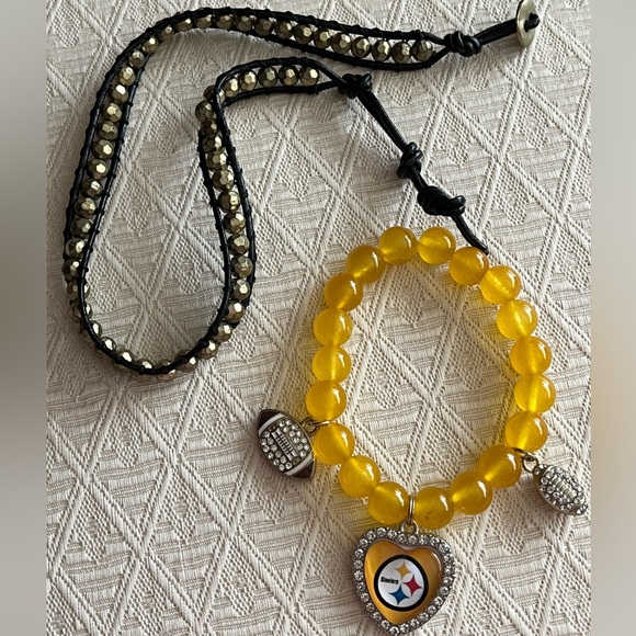 Pittsburgh Steelers Beaded Charm Bracelet + Silpada wrap bracelet - Picture 9 of 11